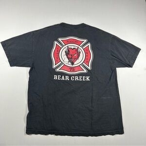 Vintage Bear Creek Diablos Fire Truck Shirt Mens XL Black Engine 75 California